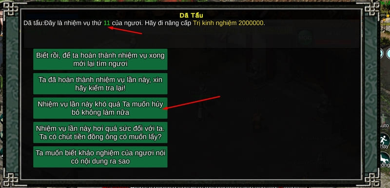 Reset nhiệm vụ Dã Tẩu