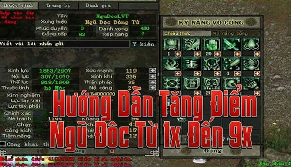 Cách tăng điểm kỹ năng ngũ độc vltk mobile