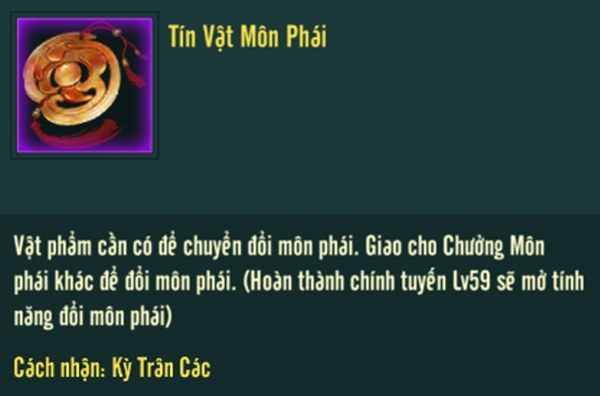 Đổi môn phái trong võ lâm truyền kỳ mobile
