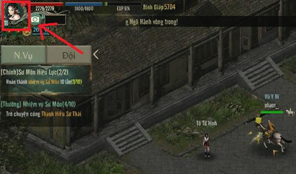 Vào game chọn phần avatar nhân vật - Đổi tên nhân vật võ lâm truyền kỳ mobile