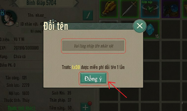 Nhập tên mà bạn muốn đổi và nhấn đồng ý