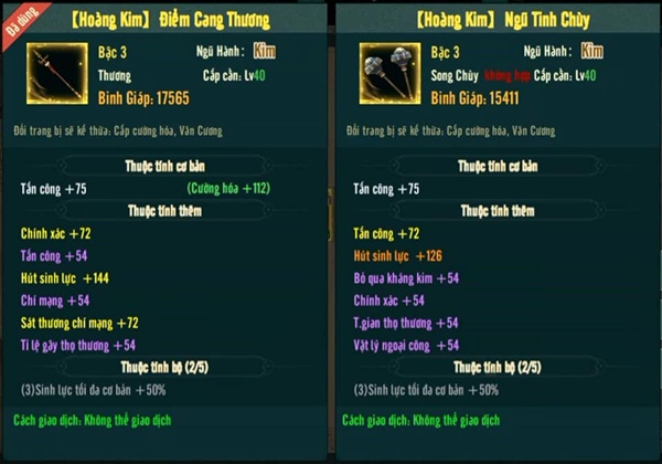 Trang bị hoàng kim Thiên Vương