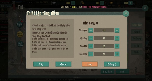 Cách tăng điểm Thiên Vương Đao võ lâm 1