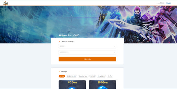 Bước 2 - Nạp thẻ mu awaken