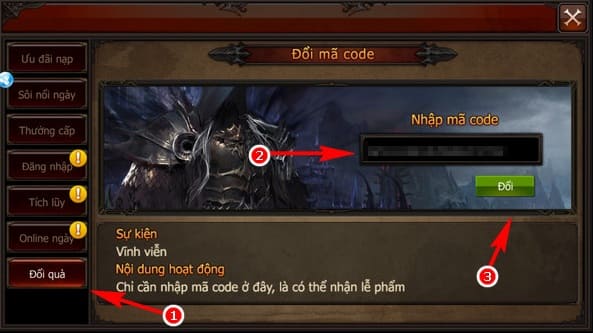 Bước 3 - Hướng dẫn nhập code game MU Origin