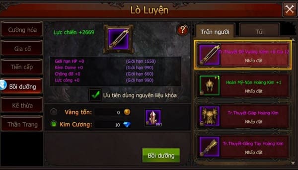 Cách lên lực chiến mu origin