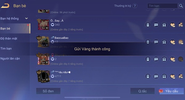 Hướng dẫn cách tặng vàng trong liên quân