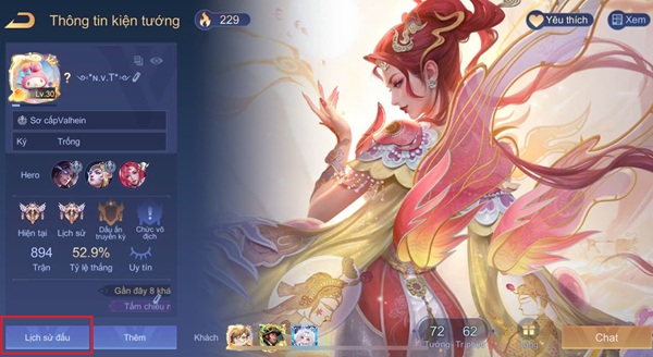 Cách xem lịch sử đấu liên quân của người khác