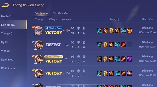 Cách xem lịch sử đấu liên quân của người khác