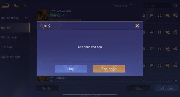 Cách xoá bạn bè hệ thống trong liên quân